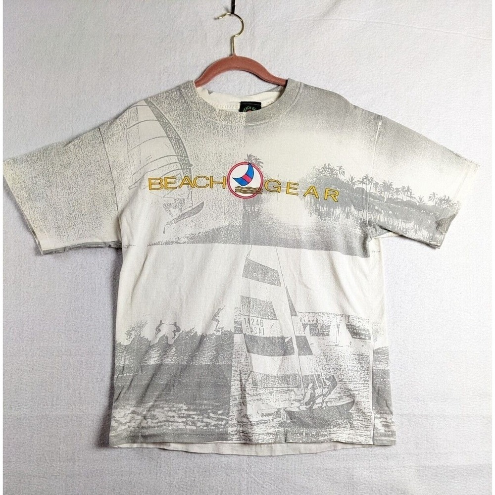 Beach Gear Mens T Shirt Sailboat Boating Size S See Measurements Cotton White